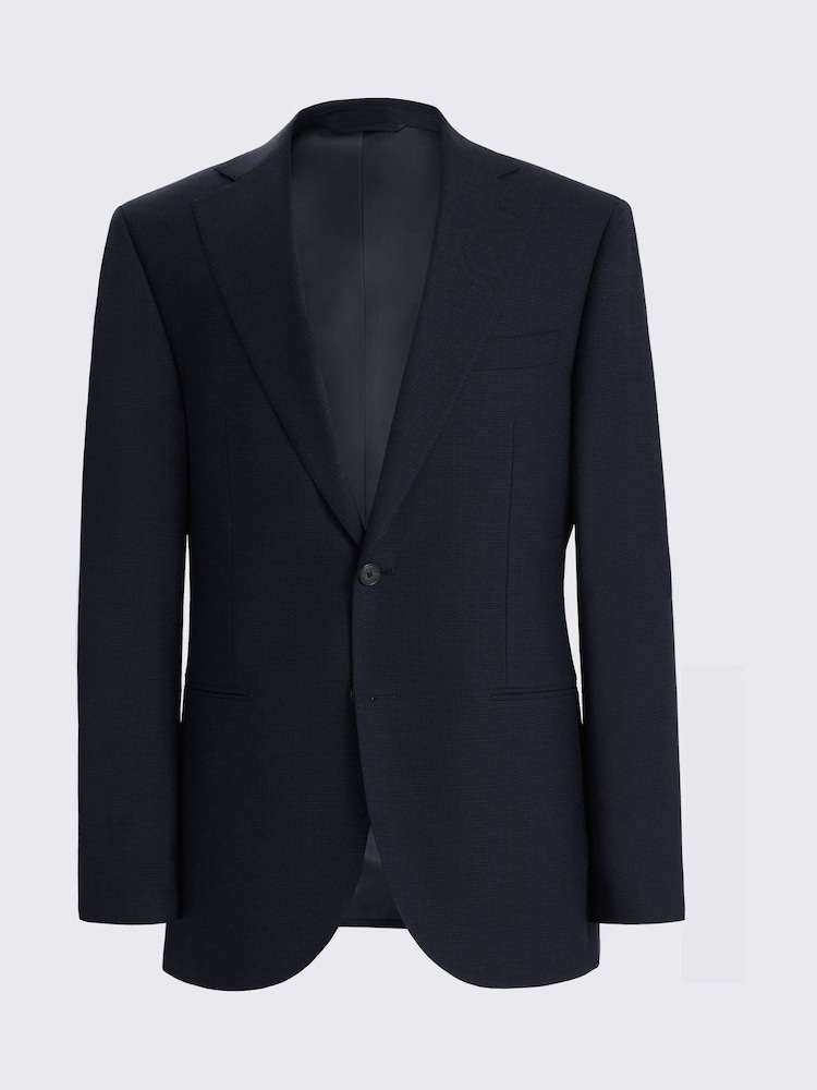 MOSS Navy Check Regular Fit Suit Jacket - Image 7 of 7