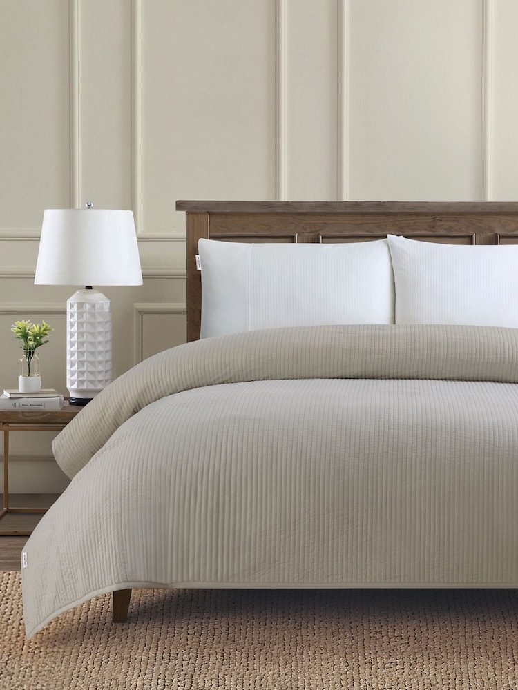 Us Polo Assn Cloud Cream Channel Row Quilted Bedspread - Image 1 of 5