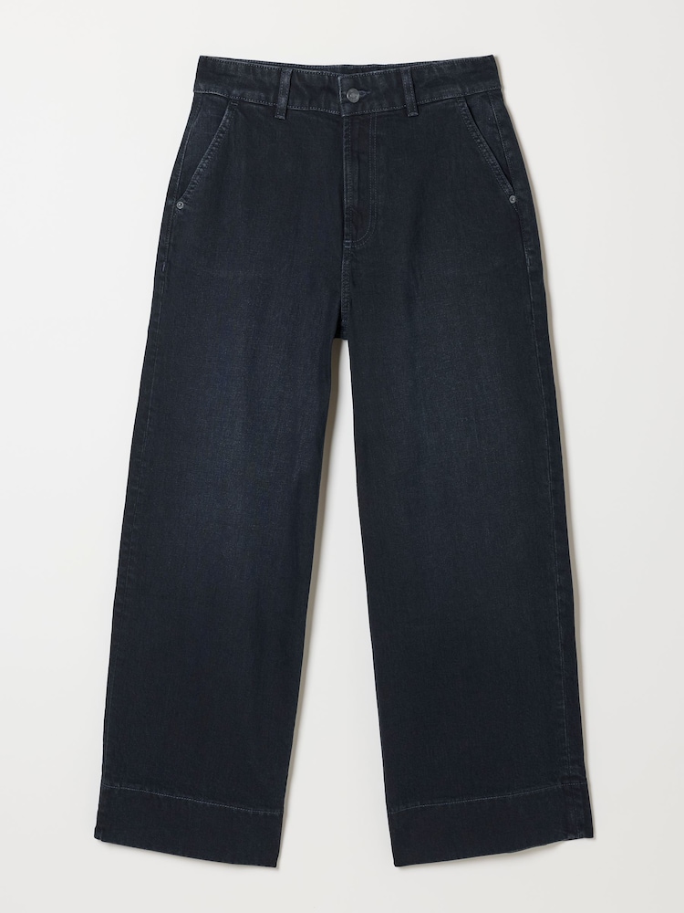 FatFace Hove Dark Teal Blue Petite Wide Leg Jeans - Image 6 of 6 FatFace Hove Dark Teal Blue Petite Wide Leg Jeans - Image 6 of 6