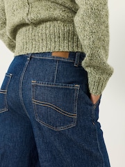 FatFace Hove Dark Denim Blue Petite Wide Leg Jeans - Image 3 of 6