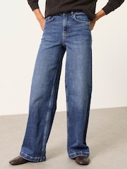 FatFace Welling Indigo Blue Petite Wide leg Jeans - Image 1 of 7