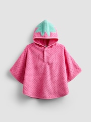 JoJo Maman Bébé Pink Strawberry Hooded Poncho Towel - Image 1 of 4