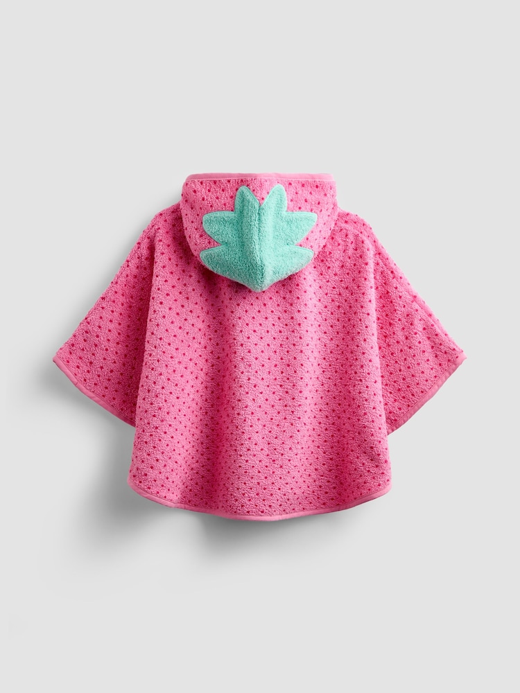 JoJo Maman Bébé Pink Strawberry Hooded Poncho Towel - Image 2 of 4