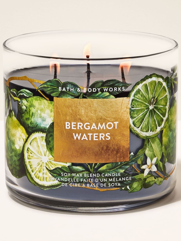 Bath & Body Works Bergamot Waters 3 Wick Candle 411g - Image 1 of 3