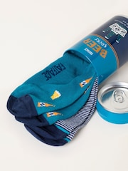 FatFace Multi 2 Pack Beer Socks in a Can - Image 2 of 3