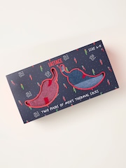 FatFace Multi 2 Pack Thermal Chilli Stripe Socks in a Gift Box - Image 1 of 2