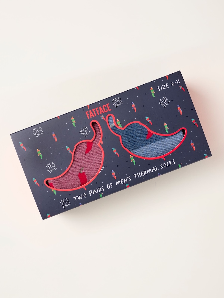 FatFace Multi 2 Pack Thermal Chilli Stripe Socks in a Gift Box - Image 1 of 2 FatFace Multi 2 Pack Thermal Chilli Stripe Socks in a Gift Box - Image 1 of 2