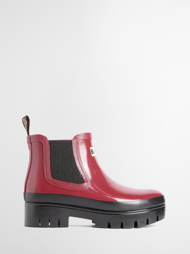 Barbour® Red Halton Faux-Fur Lined Ankle Wellies - Image 1 of 5 Barbour® Red Halton Faux-Fur Lined Ankle Wellies - Image 1 of 5