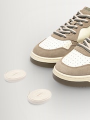 AUTRY Natural Medalist Leather & Suede Bicolour Low Top Trainers with Contrast Double Lace - Image 6 of 7