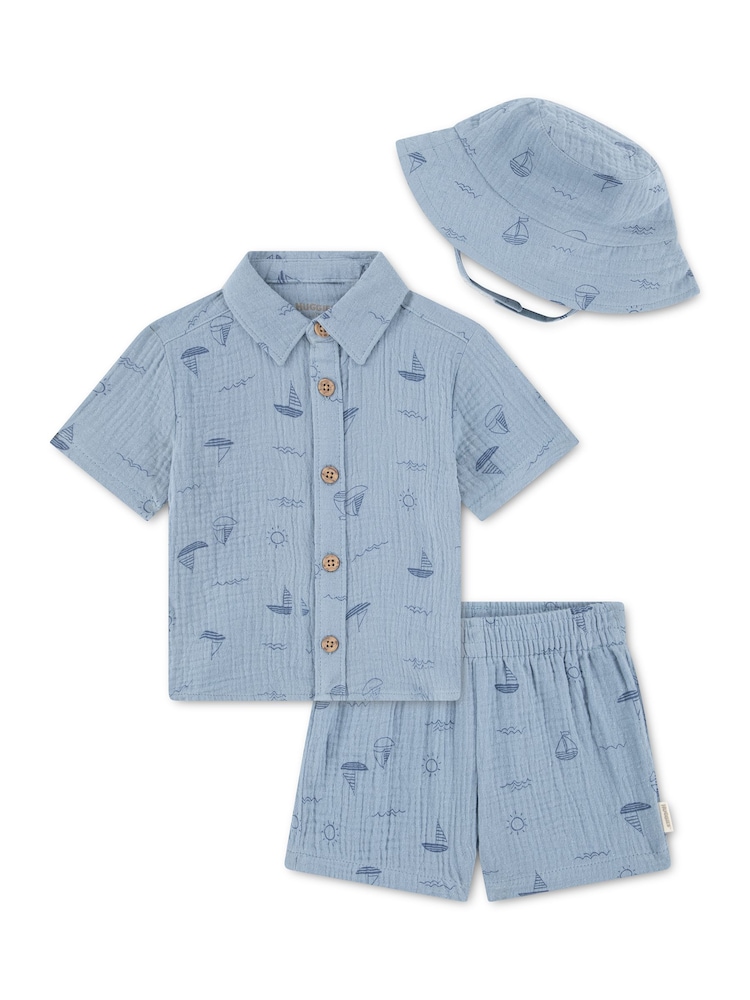 Sininen - Huggies Shirt, Shorts & Hats 3 Piece Set - Kuva 1 / 3