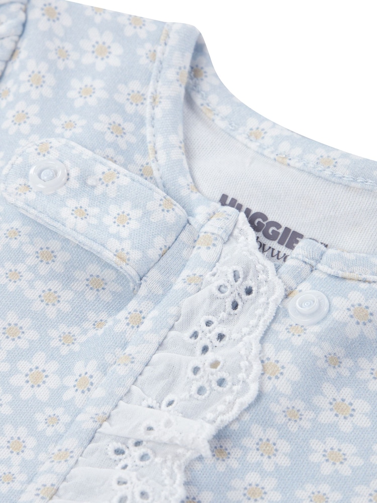 Huggies Blue Floral Footed Sleepsuit - Image 3 of 3 Huggies Blue Floral Footed Sleepsuit - Image 3 of 3