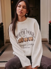 Ecru Christmas Long Sleeve Jumper - Image 1 of 5