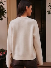 Ecru Christmas Long Sleeve Jumper - Image 4 of 5