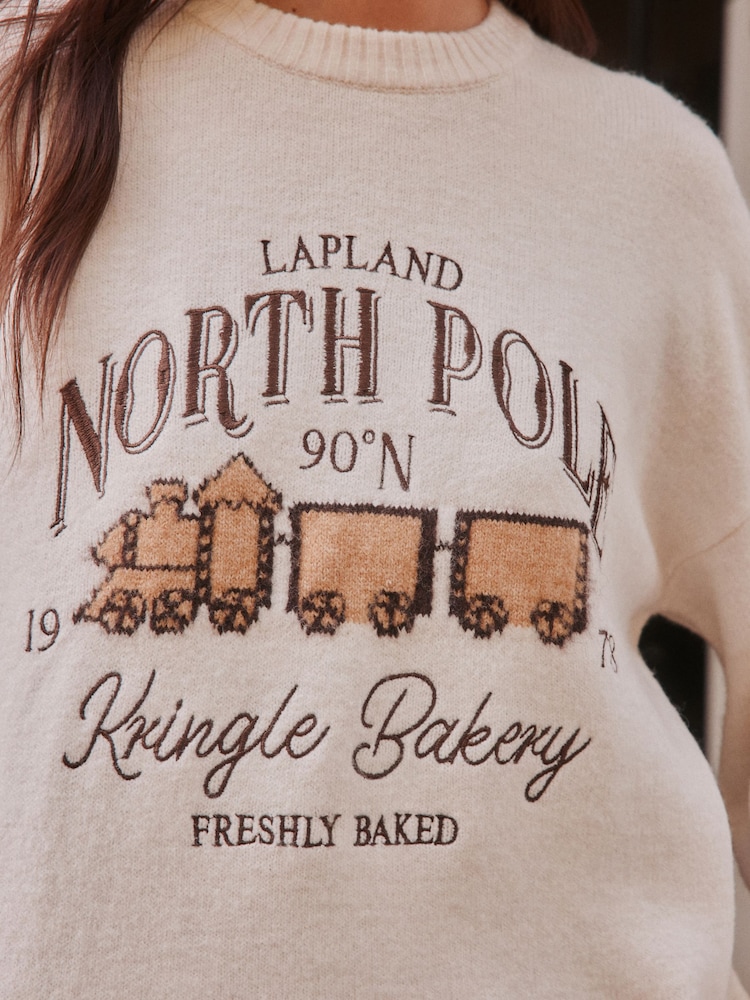 Ecru Christmas Long Sleeve Jumper - Image 5 of 5 Ecru Christmas Long Sleeve Jumper - Image 5 of 5