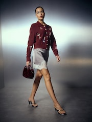 Berry Red Beaded Cocktail - Cardigan de Noël - Image 2 sur 8