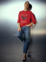 Red Sequin Gravy Long Sleeve Christmas Jumper - Image 2 of 7