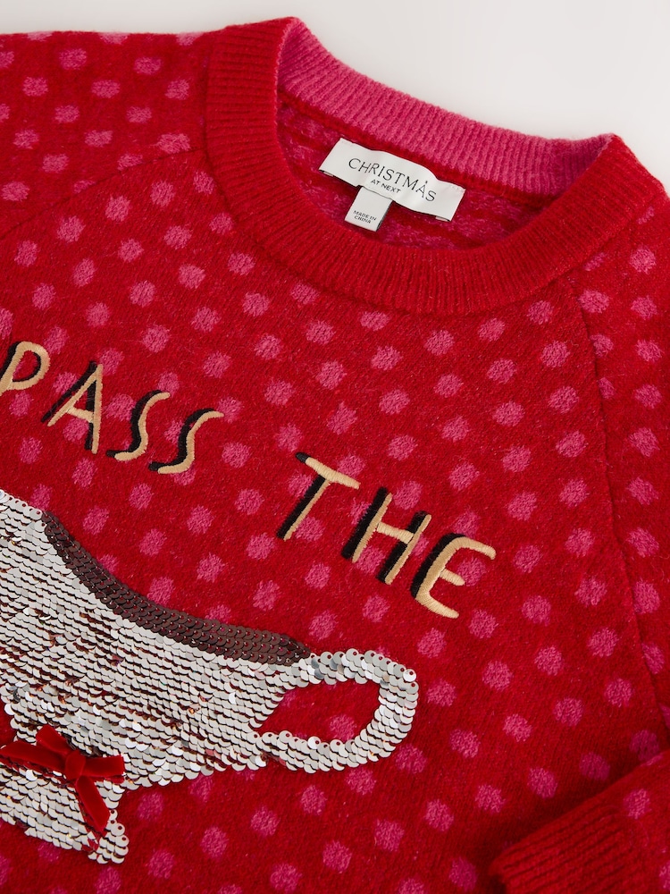 Red Sequin Gravy Long Sleeve Christmas Jumper - Image 7 of 7 Red Sequin Gravy Long Sleeve Christmas Jumper - Image 7 of 7