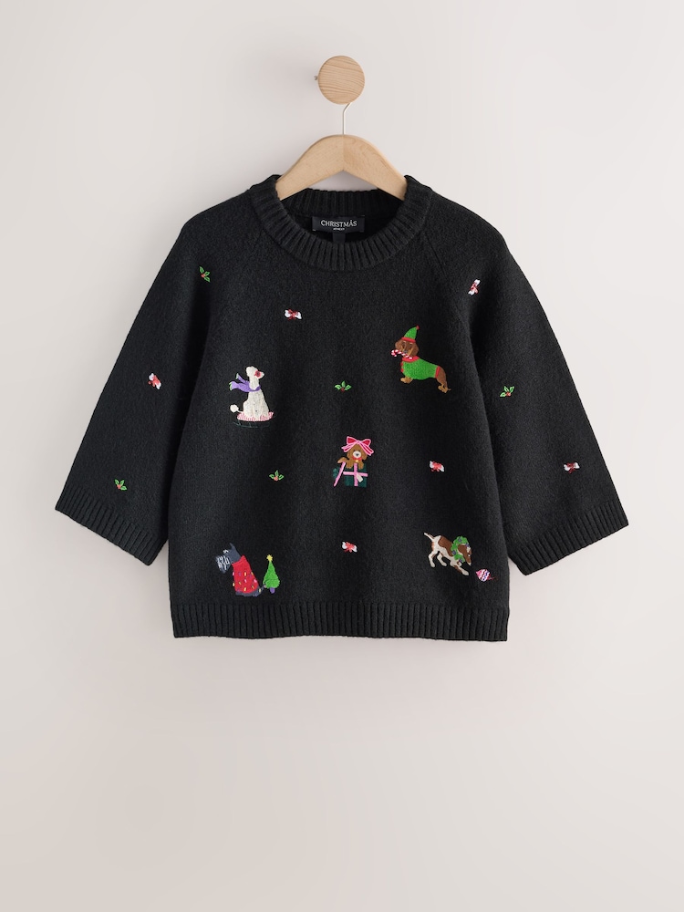 Black Christmas Long Sleeve Jumper - Image 1 of 3 Black Christmas Long Sleeve Jumper - Image 1 of 3