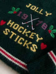 Dark Green Hockey Graphic - كنزة عيد الميلاد بكم طويل - صورة 3 من 3