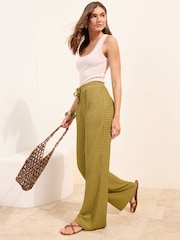 Friends Like These Green Textured Tie waist Trousers - Image 1 of 5