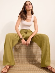Friends Like These Green Textured Tie waist Trousers - Image 3 of 5
