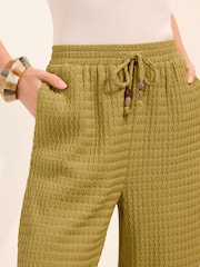 Friends Like These Green Textured Tie waist Trousers - Image 4 of 5