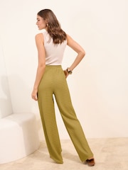 Friends Like These Green Textured Tie waist Trousers - Image 5 of 5