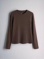The Set High V-Neck Long Sleeve T-Shirts 3 Pack Navy Blue/Cream/Brown - Image 4 of 6