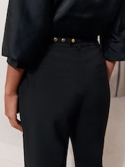 Black Ecru Trimmed Flare Trousers - Image 4 of 6