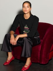 Rainbow Tinsel Tree Black Christmas Long Sleeve Jumper - Image 2 of 9