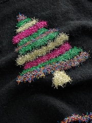 Rainbow Tinsel Tree Black Christmas Long Sleeve Jumper - Image 7 of 9