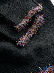 Rainbow Tinsel Tree Black Christmas Long Sleeve Jumper - Image 9 of 9