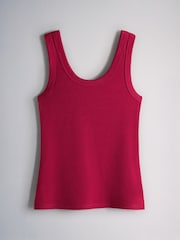 The Set 5 Pack Scoop Ribbed Strappy Vests Navy Blue/Blue/Stripe/Red/White - Image 4 of 8