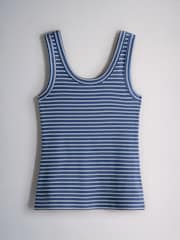 The Set 5 Pack Scoop Ribbed Strappy Vests Navy Blue/Blue/Stripe/Red/White - Image 6 of 8