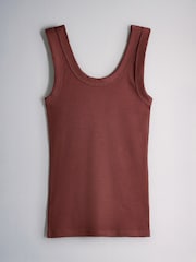 The Set 4 Pack Scoop Rib Vests Black/Brown/Neutral/Rust - Image 4 of 7