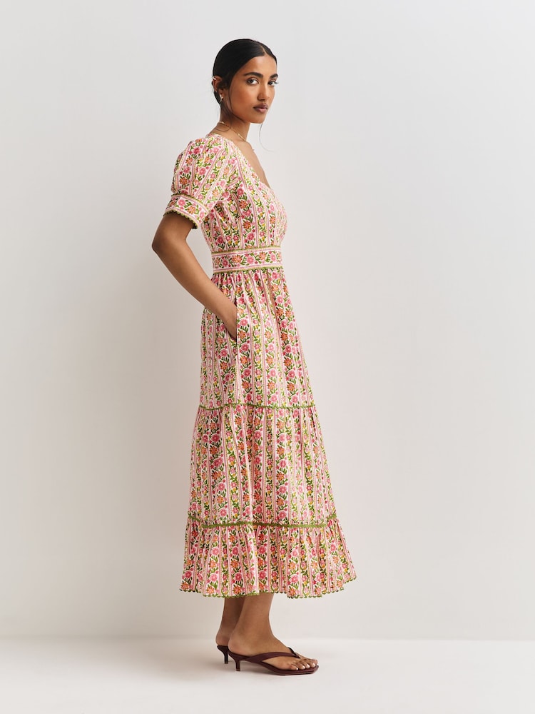 pink city prints evelyn dress Pink City Prints Moghul Border Evelyn Dress Moghul Border / S