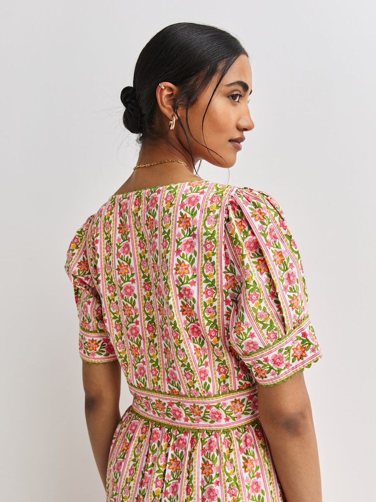 pink city prints evelyn dress Pink City Prints Moghul Border Evelyn Dress Moghul Border / S