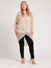 Yours Curve Pink London Paisley Print Longline Shirt - Image 2 of 4