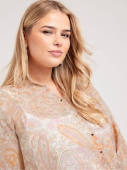 Yours Curve Pink London Paisley Print Longline Shirt - Image 3 of 4