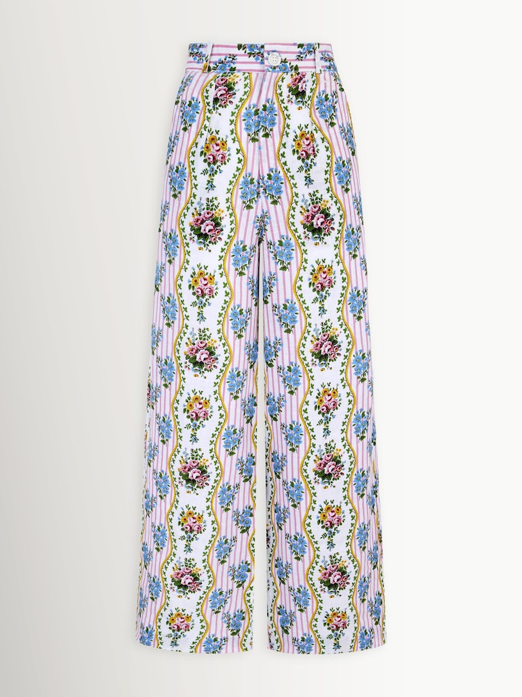 Pink City Prints White Gabi Trousers - Image 1 of 1