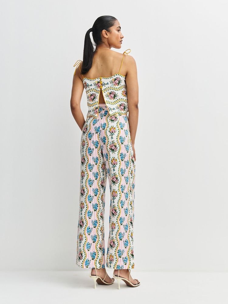 Pink City Prints Vintage Bouquet Gabi Trousers - Image 2 of 11 Pink City Prints Vintage Bouquet Gabi Trousers - Image 2 of 11