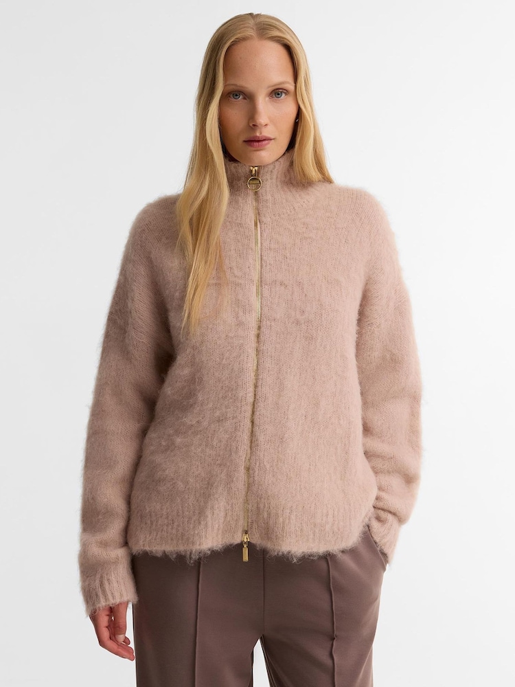 Barbour International Pink Ramona Knitted Zip Through Jumper - Image 1 of 7