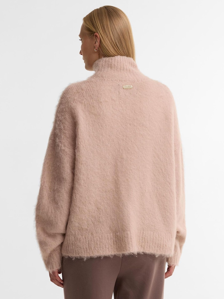 Barbour International Pink Ramona Knitted Zip Through Jumper - Image 2 of 7
