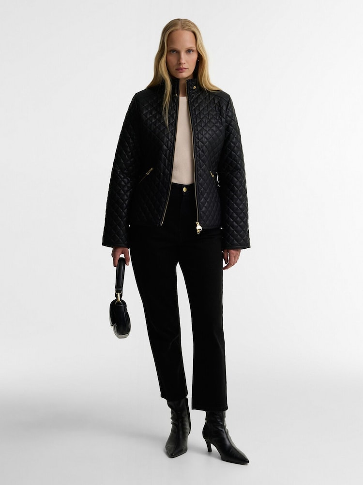 Barbour International Black Binetto Faux Leather Quilted Jacket - Image 2 of 6