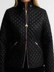 Barbour International Black Binetto Faux Leather Quilted Jacket - Image 5 of 6
