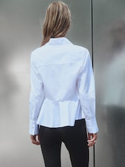 White Long Sleeve Peplum Shirt - Image 3 of 8