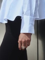 White Long Sleeve Peplum Shirt - Image 5 of 8