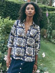Blue Floral National Trust X Next Vase Print Long Sleeve Shirt - Image 1 of 9