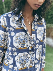 Blue Floral National Trust X Next Vase Print Long Sleeve Shirt - Image 6 of 9
