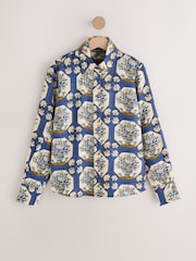 Blue Floral National Trust X Next Vase Print Long Sleeve Shirt - Image 7 of 9